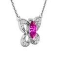 thumbnail image 2 of Dazzlingrock Collection 8X4mmMarquise Lab Created Pink Sapphire & Round Natural White Diamond Butterfly Pendant with 18 Inch Gold Chain for Women in 14K White Gold, 2 of 4