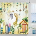 thumbnail image 3 of Mermaid Shower Curtain, Summer Beach Surfboard Cabin Mermaid Theme Waterproof Fabric Bathroom Curtains, Yellow Beach Seashell Bathroom Shower Curtain with 12PCS Hooks, 36X70IN, 3 of 6