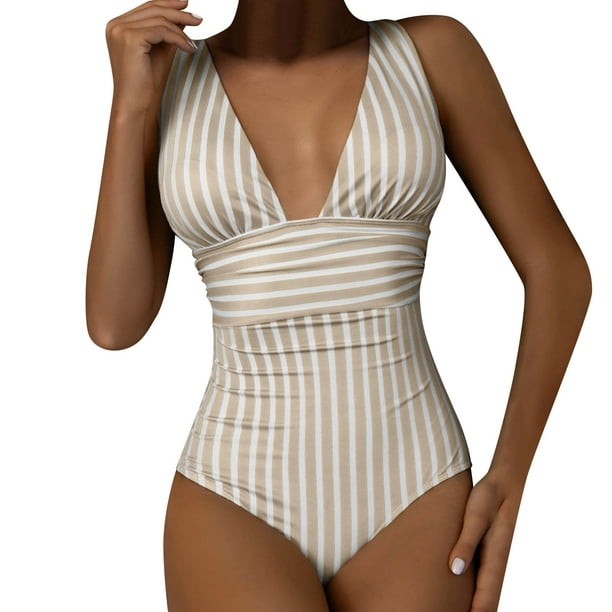 SPANX Sweetheart One Piece Swimsuit Splash Thin Stripe, White, Chest 12