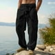 thumbnail image 4 of Pantalones cargo para hombre de lino para trabajo: corte holgado, pantalones transpirables para primavera y verano, bolsillos utilitarios, lavables a máquina, poliéster, tallas S-XXXL., 4 of 8