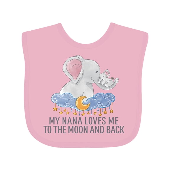 Inktastic My Nana Loves Me to the Moon and Back Elephants in Clouds Boys or Girls Baby Bib