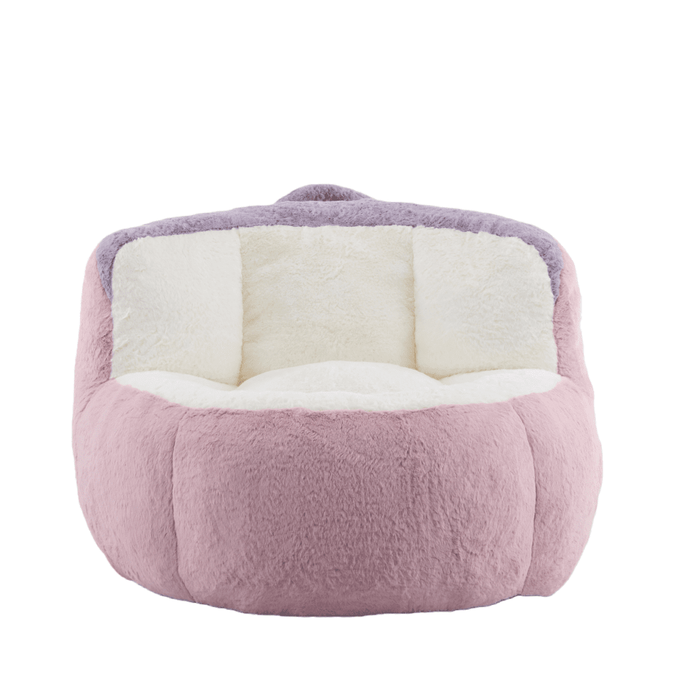 Tcbosik Bean Bag Chair, Comfy Faux Fur Reading Chair for Adults, Single Sofa Chair, Lounge Chair for Home Office, Pink+White+Purple