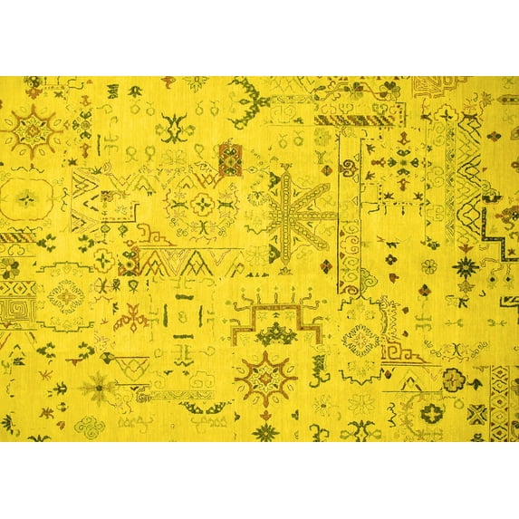 Ahgly Company Indoor Rectangle Abstract Yellow Modern Area Rugs, 2' x 5'