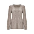 thumbnail image 2 of Gibobby Blusa Manga Larga Mujer Top de manga larga con burbujas de franela de punto de color liso para mujer（Caqui， XXL), 2 of 5