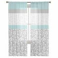 thumbnail image 3 of Aqua Grey Sheer Curtains 96 Inches Long 2 Panels Set, Window Sheer Curtains for Living Room/Bedroom, Chic Garden Floral Stripe Embroidery Design Light Filtering Rod Pocket Curtain 52'' x 96'' x 2, 3 of 7