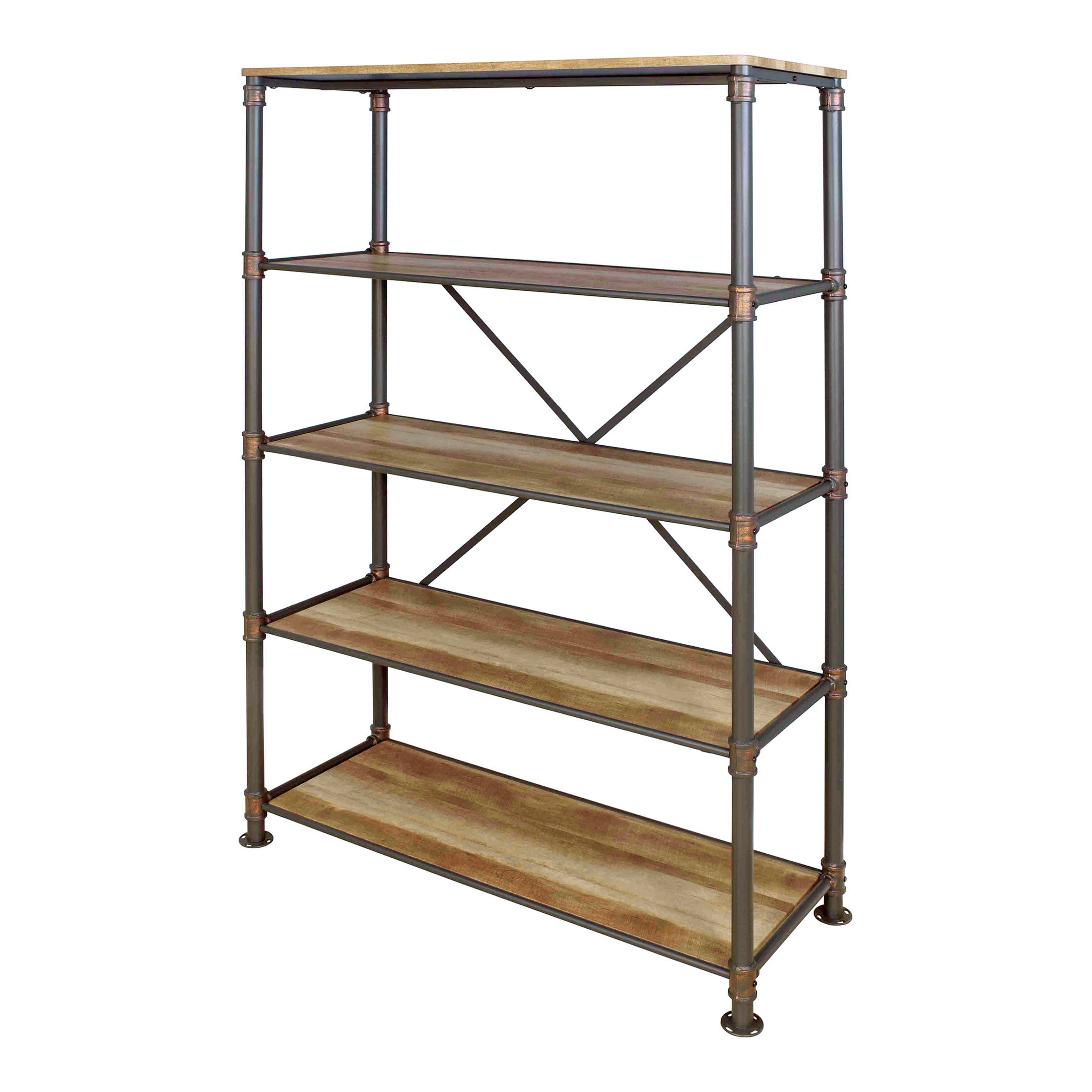 Furniture of America Quinn Metal 4-Shelf Bookcase, Antique Black