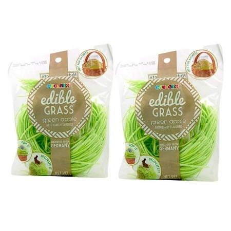 Edible Easter Grass Green Apple Flavor 1 oz. Bag (2 Pack) Green Grass Candy Perfect for Decorating Cakes Easter Spring Basket Fillers and DIY Crafts