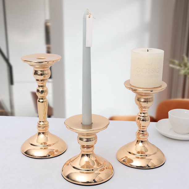 unbranded Decorativo Portavelas De Metal Color Dorado Para Ambiente Cálido Y Clásico