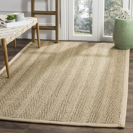 Safavieh Natural Fiber Collection Nf115a Herringbone And Beige Seagr Square Area Rug 9