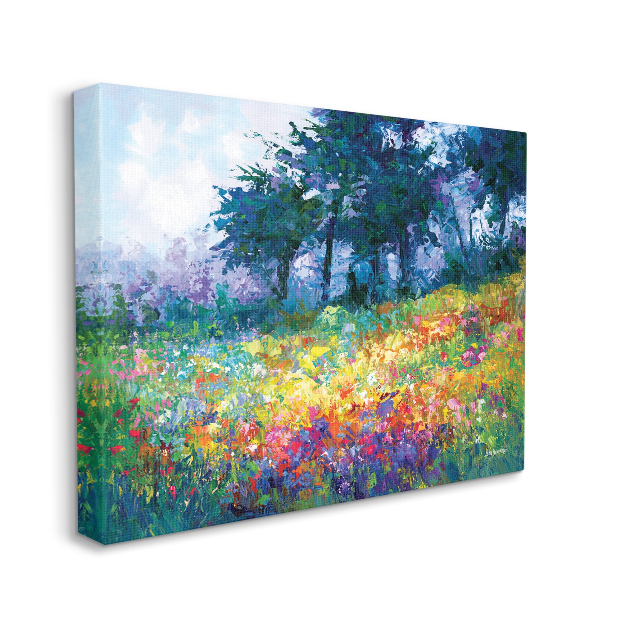 Stupell Industries Wildflowers in Bloom Meadow Landscape Painting Gallery Wrapped Canvas Art Print Wall Art, 20 x 16