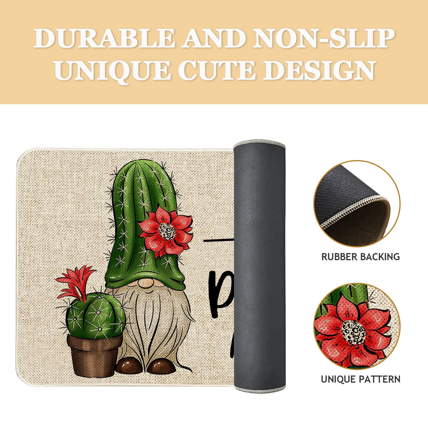 Spring Summer Door Mat 30 X 17 Inch No Picks Allowed Cactus Doormat Indoor Outdoor Entrance Funny Floor Mat Non Slip Summer Decor Rubber Welcome Mats