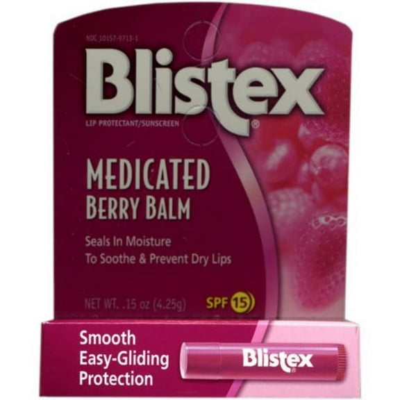 Blistex Medicated Berry Balm Chapstick with SPF 15, .15 oz Stick(9 Pack)