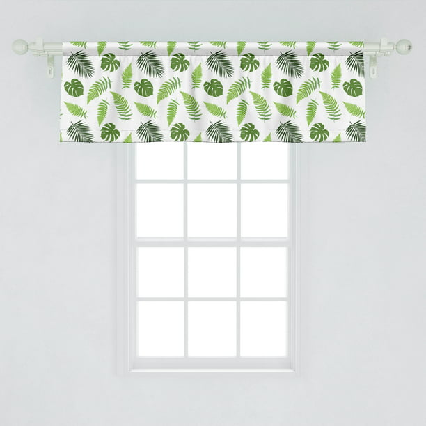 Trendy lime green window valance Ambesonne Jungle Leaves Window Valance Botanical Ferns Organic Leafy Layout Tropical Season Curtain For Kitchen Bedroom Decor With Rod Pocket 54 X 18 Olive Green Lime Walmart Com