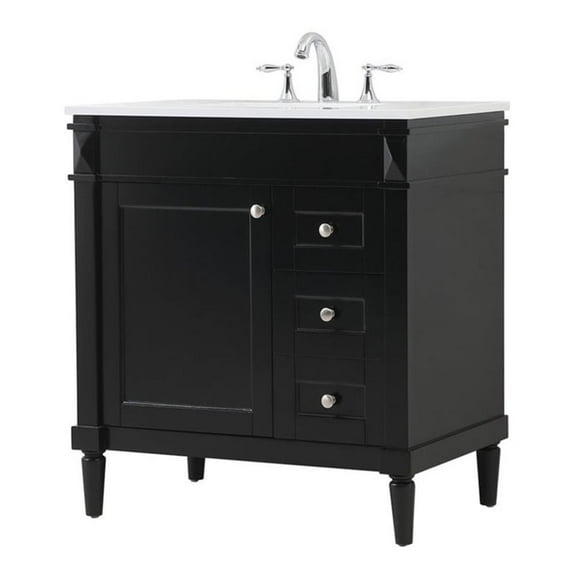 Elegant Decor Bennett 32" Aluminum MDF Single Bathroom Vanity in Black