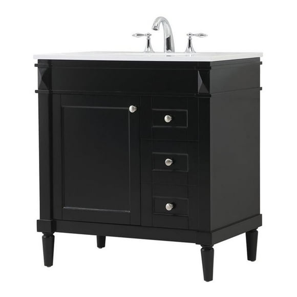 Pemberly Row 32" Aluminum MDF Single Bathroom Vanity in Black