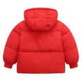 thumbnail image 3 of Gyratedream Toddler Kids Baby Girls Boys Candy Cotton Fleece Hooded Jacket Parka Winter Down Coat Outerwear,Size 1-6T,Red, 3 of 3