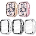 thumbnail image 1 of 38mm Case Compatible with Apple Watch Case with Screen Protector, 200 Crystal Diamonds Bling Case Protective Cover Bumper Compatible for Apple Watch 38mm (Rose Gold/Pink/Black/Silver/Clear), 1 of 5