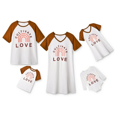 

Family Matching Outfits Mommy and Me Casual T Shirt Dresses Baby Rompers Graphic T shirt Tops for Dad and Son Matching Clothes