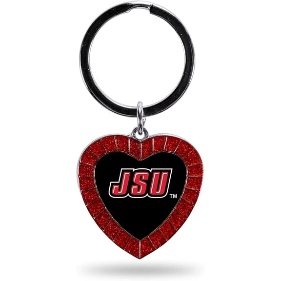 NCAA Jacksonville State Gamecocks NCAA Rhinestone Heart Colored Keychain, Red, 3-inches in length