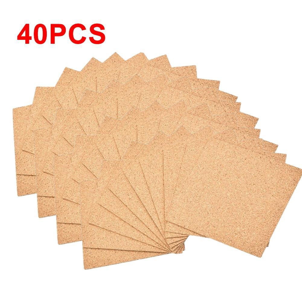 100Pack Thin Cork Sheets Self Adhesive Cork Coasters Backing 4X 4 inch Cork Tiles Cork Squares for DIY Making