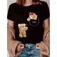 thumbnail image 1 of Valentine'S Day Cute Bears Print Crew Neck T-shirt, Four seasons casual short-sleeved round neck T-shirt, Women'S Clothing, 1 of 7