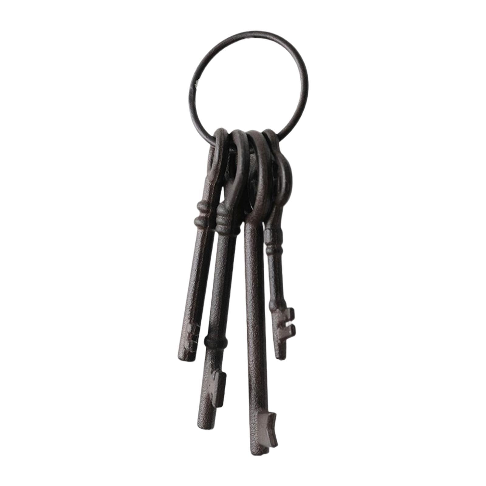 Vintage Cast Iron Keys Antique Skeleton Key Ring Large Iron Material for Pirate Party Farmhouse Decor