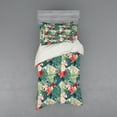 thumbnail image 2 of Ambesonne Leaf Bedding Set 4 Pcs, Nature Crepe Ginger Flower, Queen, Dark Green Green, 2 of 3