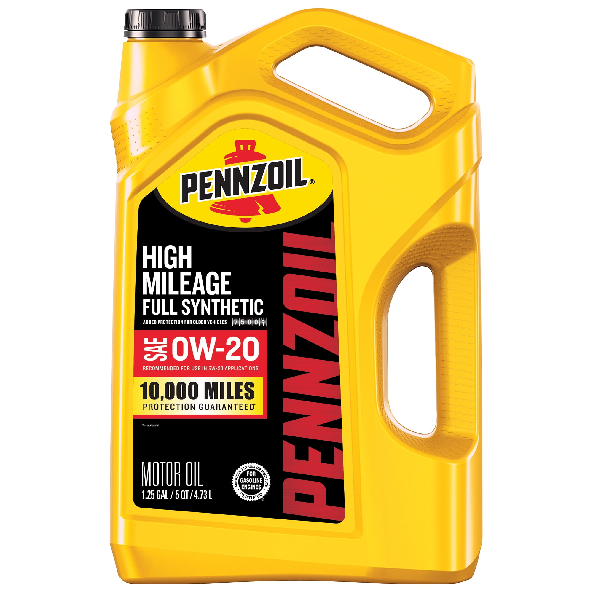 (3 pack) Pennzoil High Mileage Full Synthetic 0W-20 Motor Oil, 5 Quart