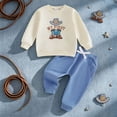 thumbnail image 2 of UAYOTSE Baby Boys 2 Piece Outfit Cowboy Embroidery Sweatshirt Jogger Pants Toddler Fall Set Size 6-12 Months, 2 of 7