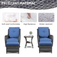 thumbnail image 4 of PARKWELL 5-Piece Outdoor Conversation Sets,Wicker Swivel Gliders with Ottomans,Side Table,Patio Seating Furniture with Blue Cushions,Gray Wicker, 4 of 9