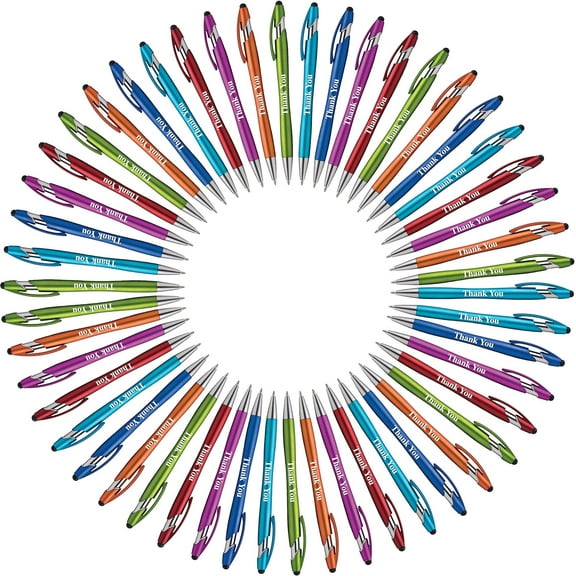 "Thank You" Gift Stylus Pens For All TouchScreen Devices - 2 in 1 Combo Pen for Events, Parties, Employee Appreciation & More (50 Pack) 50 Count (Pack of 1)