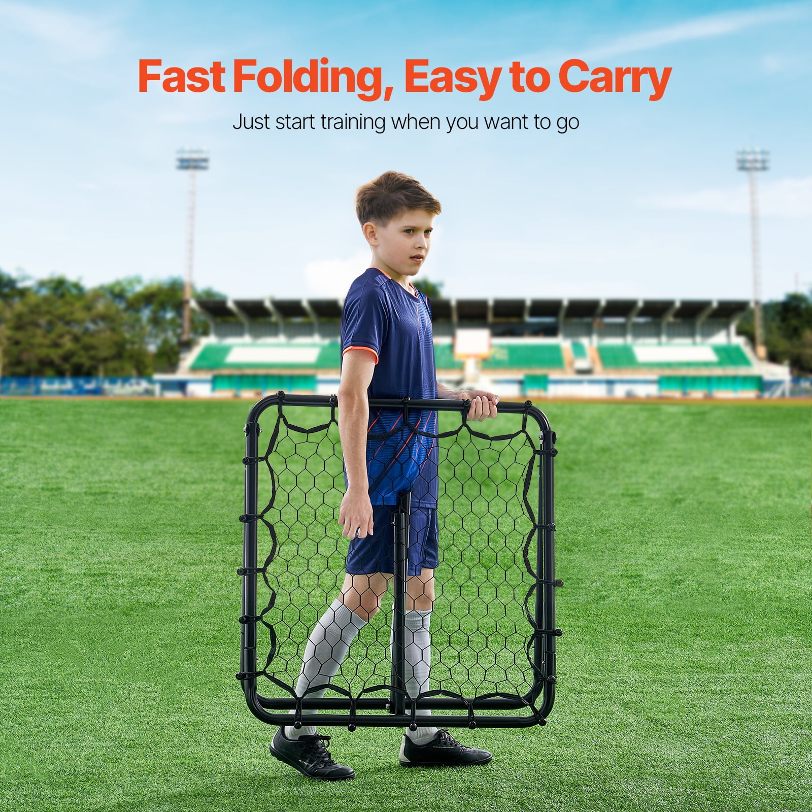 KFFKFF Football Return Net, 34"x34" Bounce-Back, Compact Soccer Practice Gear, Completely Flexible Angles Target Net, Tools & Apparatus for Children, Adolescents & All Ages