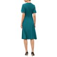 thumbnail image 3 of INSPIRE CHIC Work Dress for Women A-Line Short Sleeve Business Elegant Midi Dresses L Peacock Blue, 3 of 5