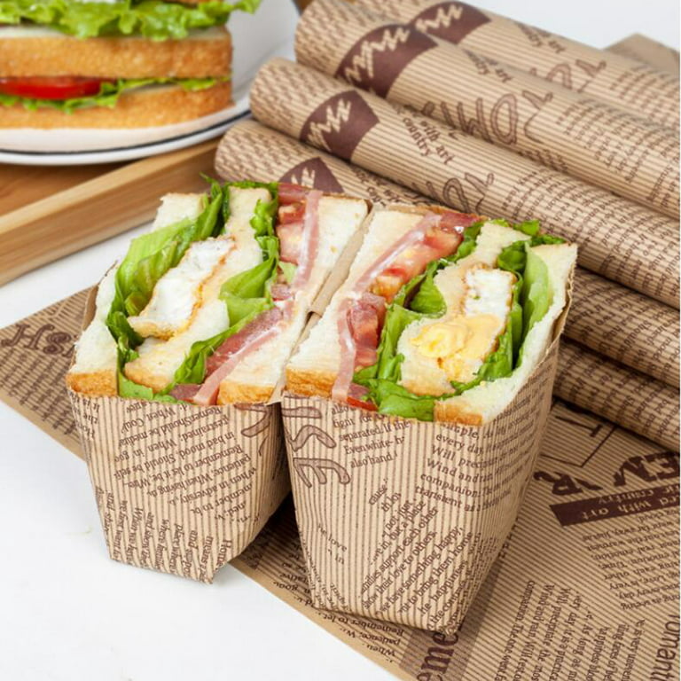 GROFRY 1 Set Sandwich Wrapper Food Grade Waterproof Eye-catching Cake  Oil-proof Wrapping Paper Food Basket Liner Kitchen Supplies