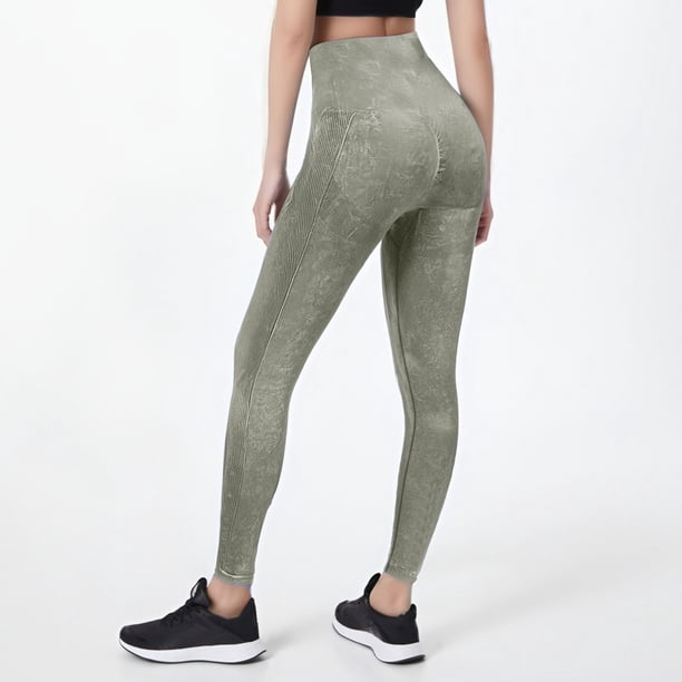 MKLEKYY Leggings para mujer Pantalones de yoga ajustados color melocotón sin costuras lavados para mujer