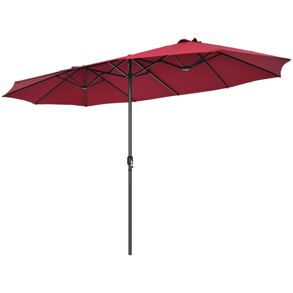Aimee Lii 15 Feet Patio Double-Sided Umbrella with Hand-Crank System, Sunbrella Patio Umbrellas, Red