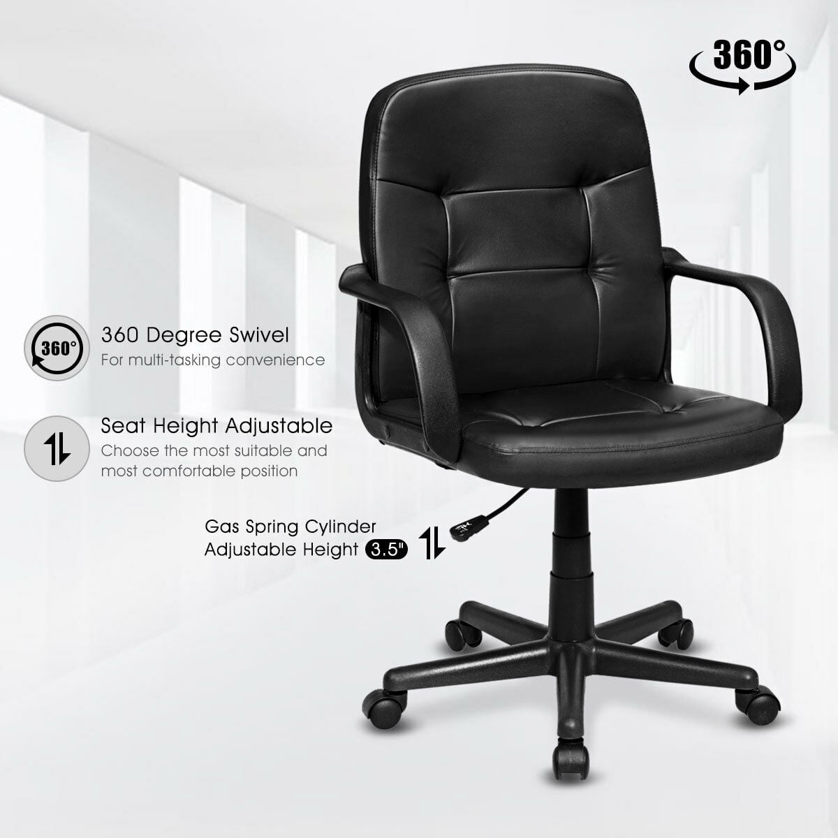Costway Ergonomic MidBack Executive Office Chair Swivel Computer Desk