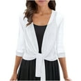 thumbnail image 2 of Cardigans for Women 3/4 Sleeve Open Front Cardigan Casual Lace Tops Loose Beach Swimsuit Coverup Casual Duster Lightweight Cardigans Beach Vacation Wear White M, 2 of 6