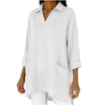 thumbnail image 5 of Bixock Women's Maternity Tops Long Sleeve Shirts V Neck Cotton Linen Loose Pregnant Casual Blouse with Pockets Soft Breathable Daily Wear Maternity Clothings, 5 of 7