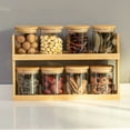 thumbnail image 3 of Basicwise Versatile 2-Tier Bamboo Spice Rack and Pantry Organizer with 8 Glass Jars – Perfect for Countertop Storage in Kitchens to Keep  Seasoning Containers Neatly Displayed and Easily Accessible, 3 of 10