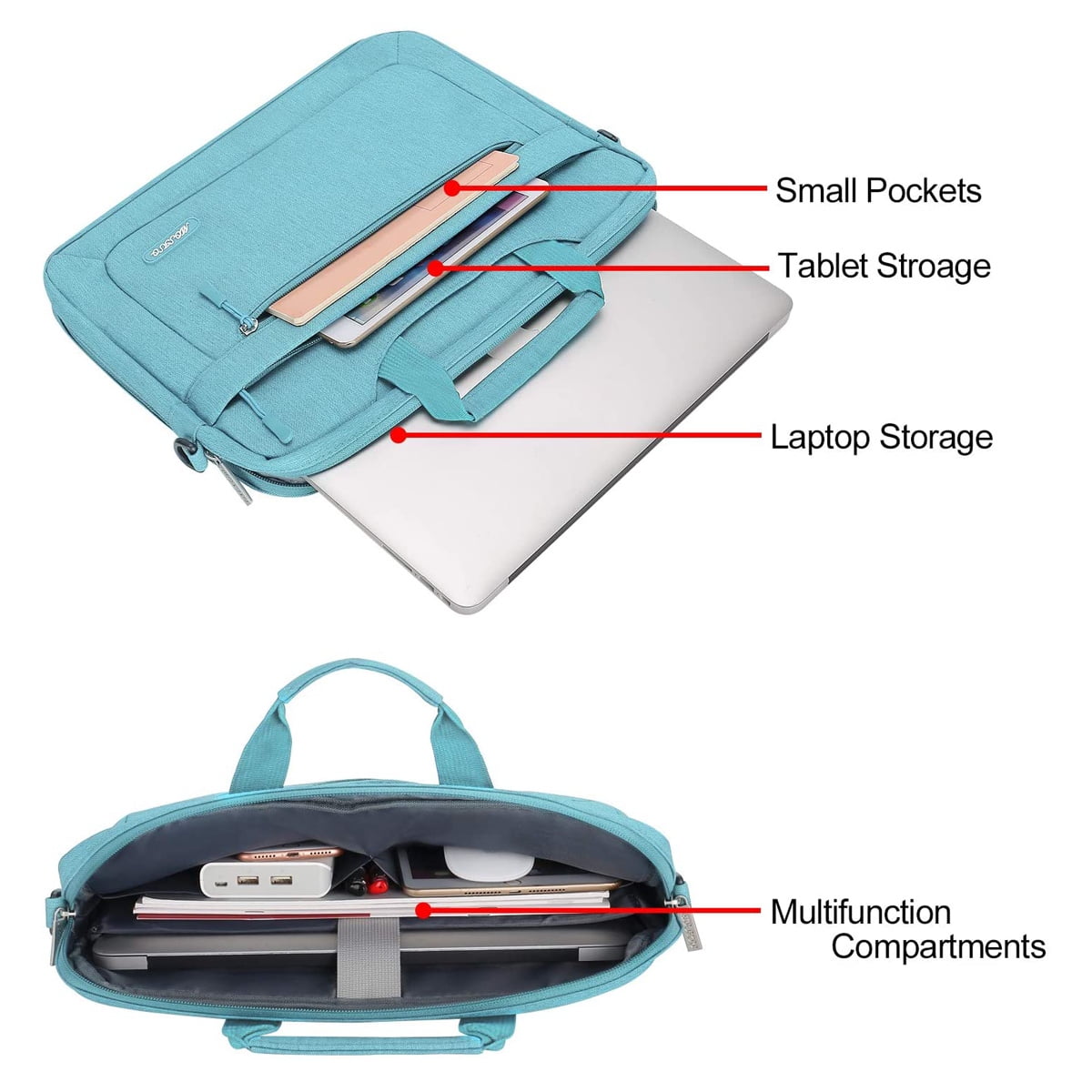 Mosiso 13-13.3 inch Polyester Laptop Shoulder Bag for MacBook Air Pro, 13.3" Notebook Messenger Bag Briefcase Computer Handbag for Dell HP Lenovo Asus Acer Surface, Hot Blue