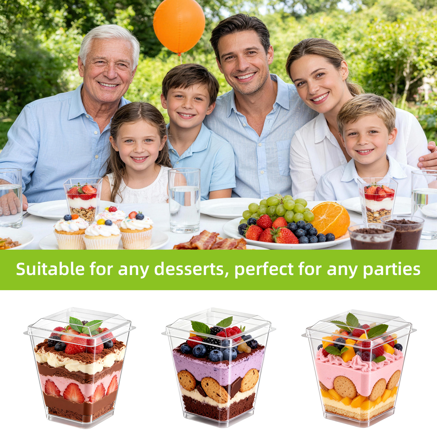 Tinana 5 Oz Plastic Dessert Cups with Lids and Spoons, 50 Pack photo 4