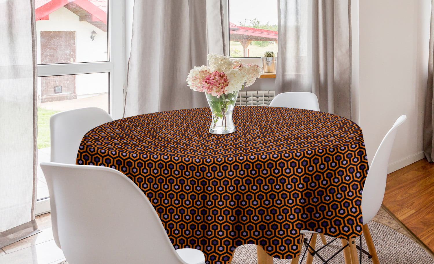 Dining Room Kitchen Rectangular Table Cover 60 X 84 Lunarable Abstract Tablecloth Colorful Circle with Bullseye Pattern Geometric Shape Arrangement Pale Sea Green Brown Orange