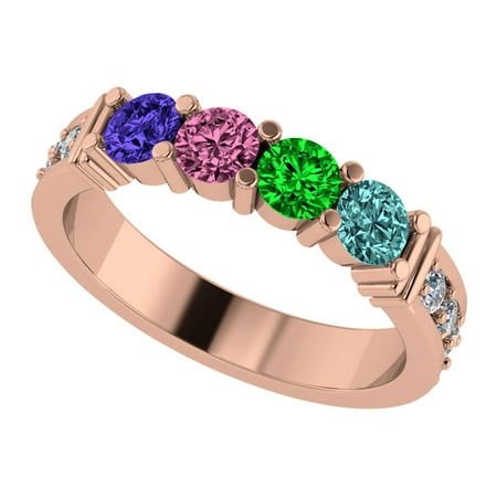 Personalized NANA Shared Prong w/side stones Mothers Ring 1 to 6