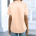thumbnail image 4 of Women's Satin Blouse Tops Shirts Short Sleeve Button Down Solid Color Silk Satin Business Casual Office Work Daily Wear Elegant Dressy 2025 Trendy Regular Fit Shirt Beige B L, 4 of 7