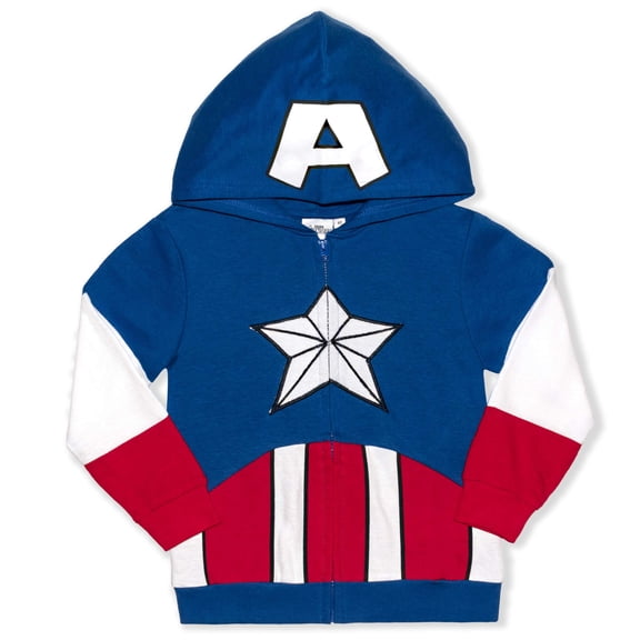 Marvel Avengers Captain America Zip Up Hoodie (Boys), Sizes 2T-10