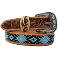 thumbnail image 4 of 33-34  Unisex 1.5" Western Floral Tooled Beaded Full-Grain Leather Belt 26RT38, 4 of 4