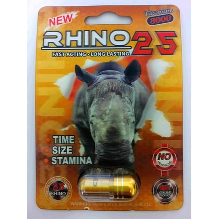 Rhino Soft Top - Rhino 25 Titanium 9000 Male Sexual Performance Enhancer (Pack of 1)