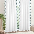 thumbnail image 3 of Lipa Coastal Chic Scalloped Edge Light Filtering Curtain Panel,White with Navy Trim,White Curtain for Living Room Bedroom,52" x 84", 3 of 10