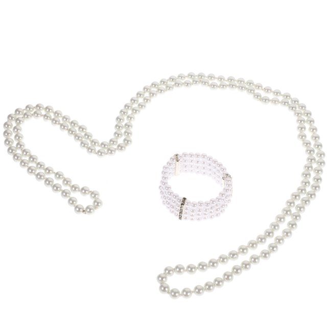 SHISUYAN Collier Bracelet Perle Simulée pour Femmes Ensemble Multi-Couches Brin Unique Bijoux de Danse pour Femmes